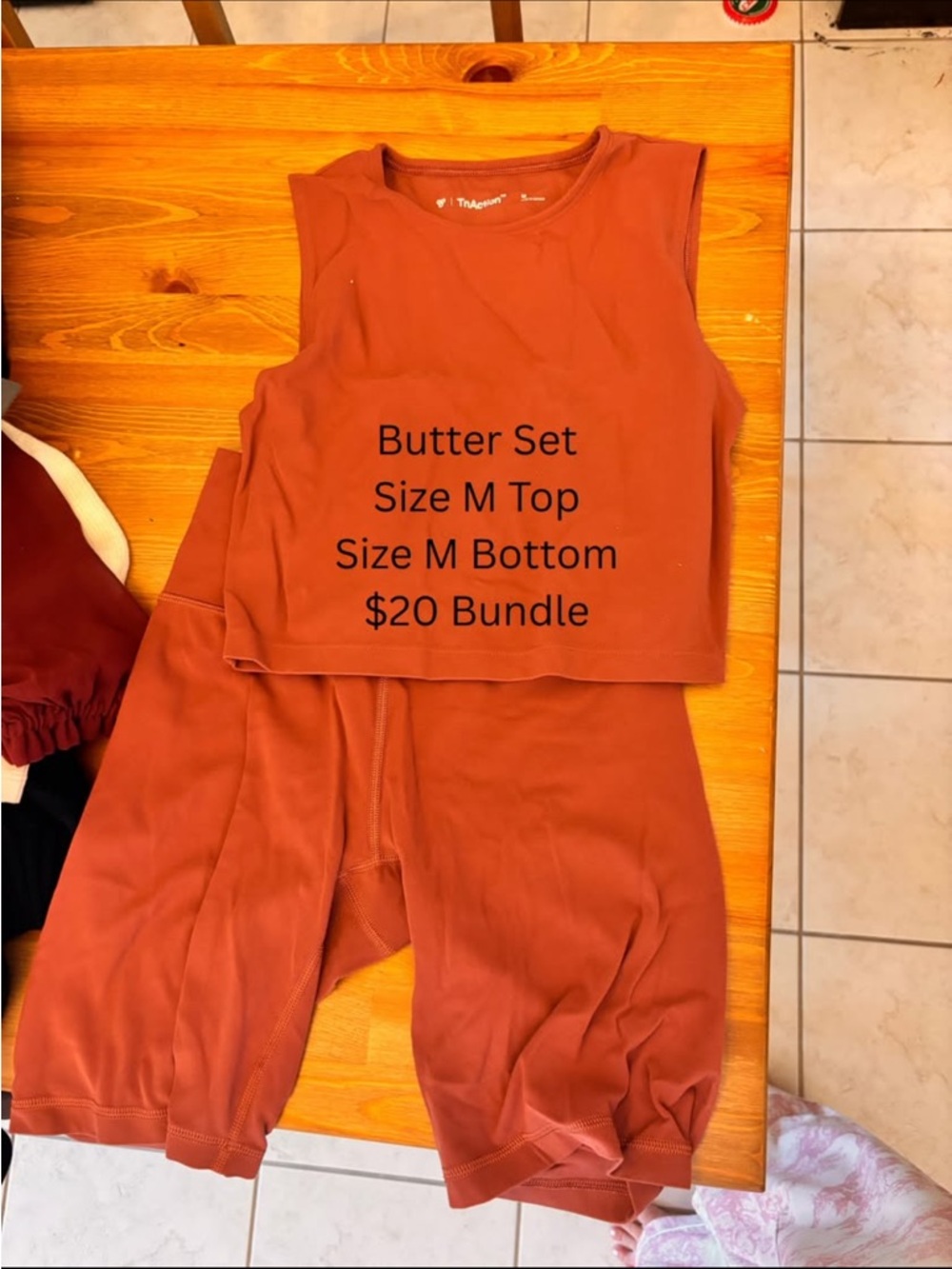 Aritzia Butter Set Rust Red Tank Top & Bike Shorts